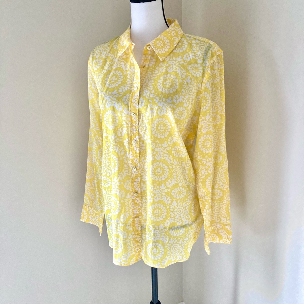 Talbots Floral Long Sleeve Button Down Top Size XL - Picture 2 of 7